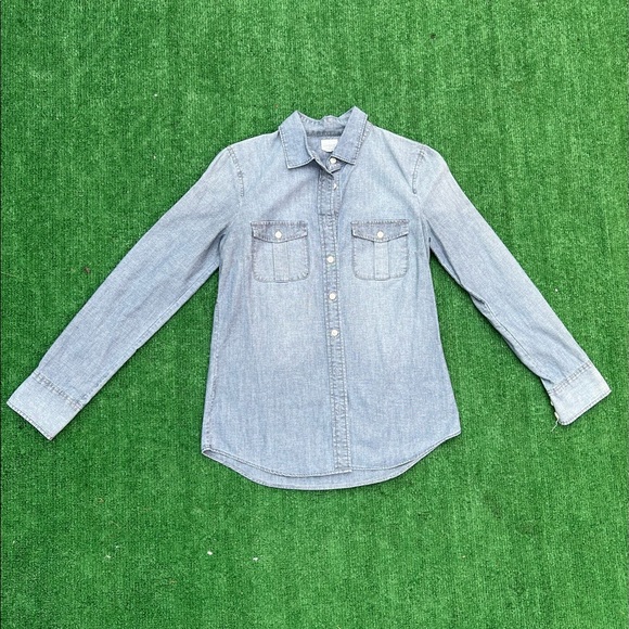 J. Crew Tops - J.CREW The Perfect Shirt Light Blue Long Sleeve T-Shirt